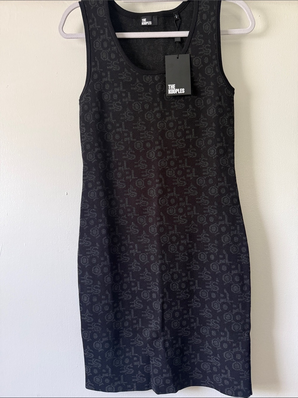 The Kooples Black Logo Jacquard Tank Mini Dress